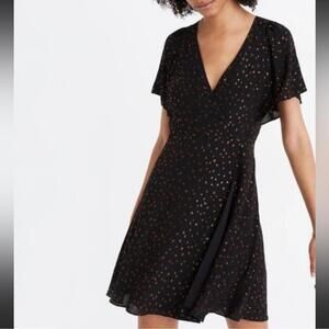 Madewell pretty cup sleeve dress with metallic polka dots